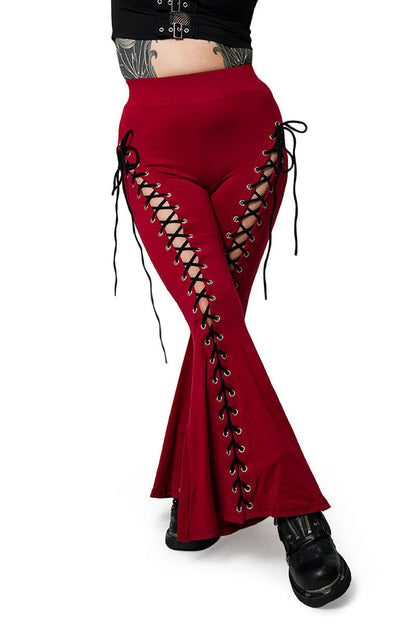 Blood Red Alice Flare Pants