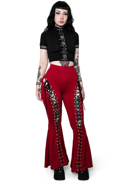 Blood Red Alice Flare Pants