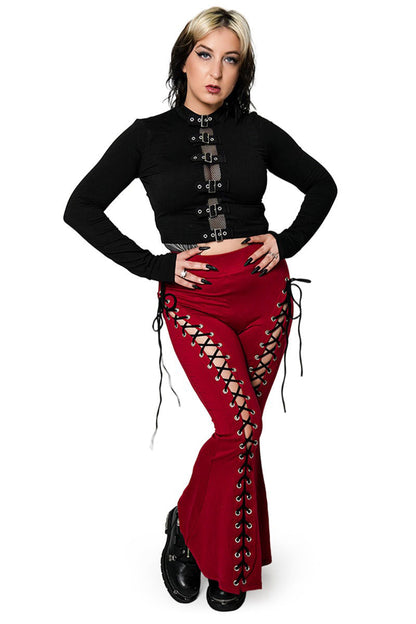 Blood Red Alice Flare Pants
