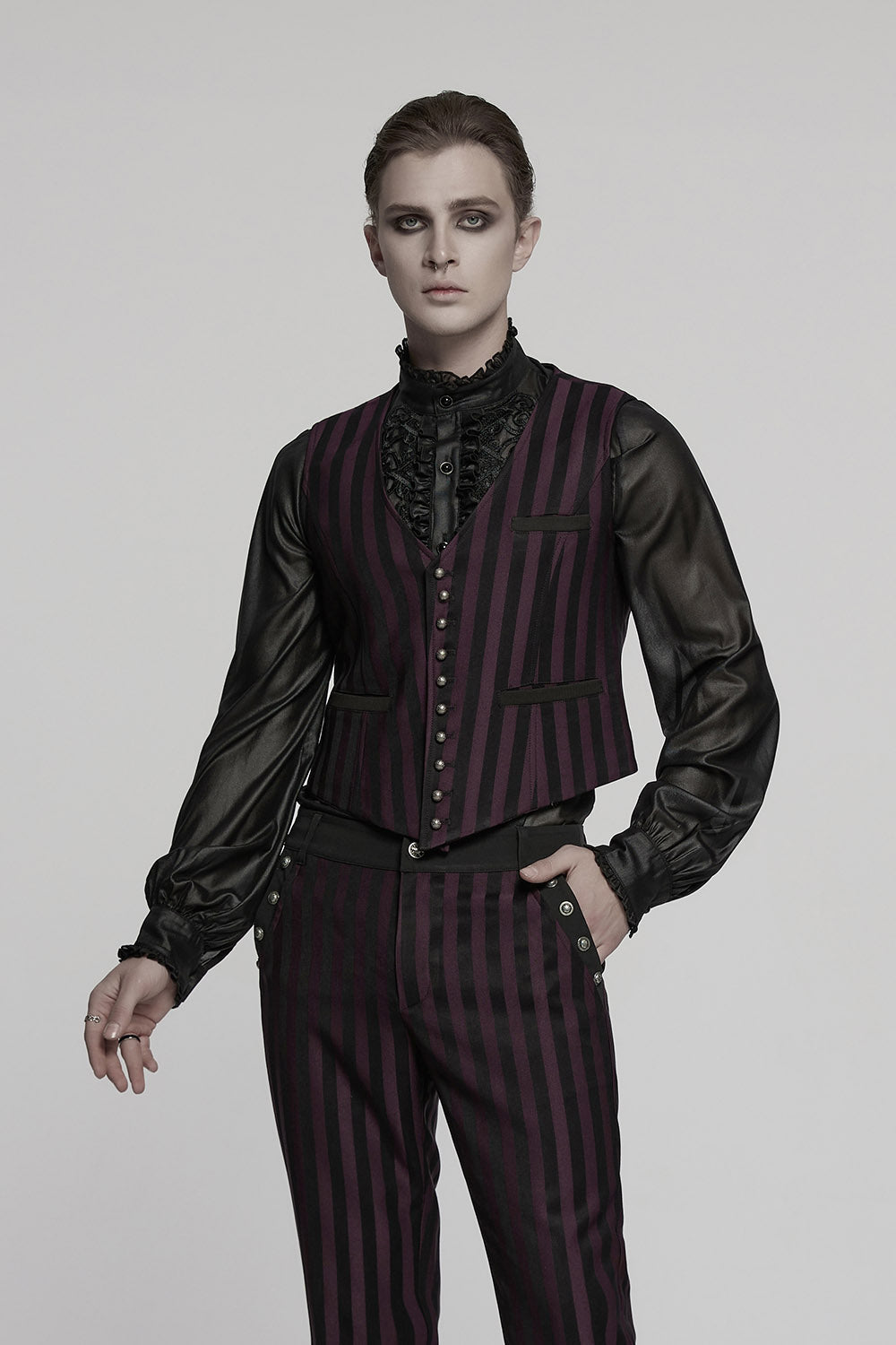 Crimson Manor Striped Waistcoat [Black/Red]