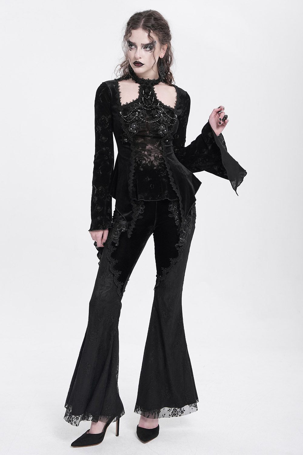 Black Alchemy Velvet Boho Bell Bottoms