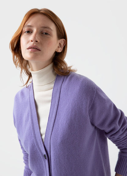 Womens Lambswool Cardigan In Heather Wcar8137 Prar