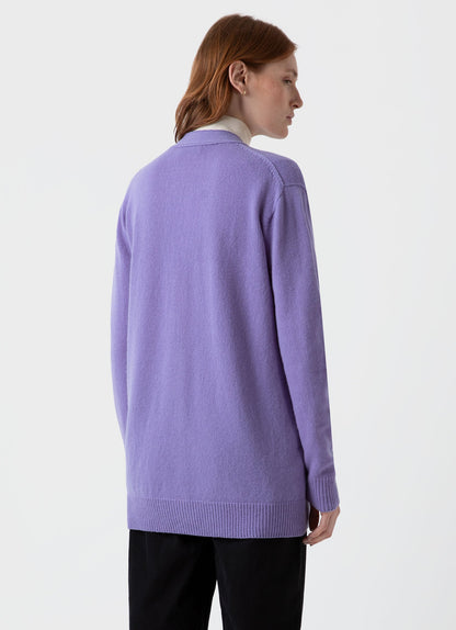 Womens Lambswool Cardigan In Heather Wcar8137 Prar
