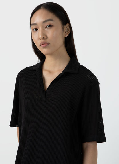 Womens Lace Mesh Polo Dress In Black Wdre6084 Bkaa