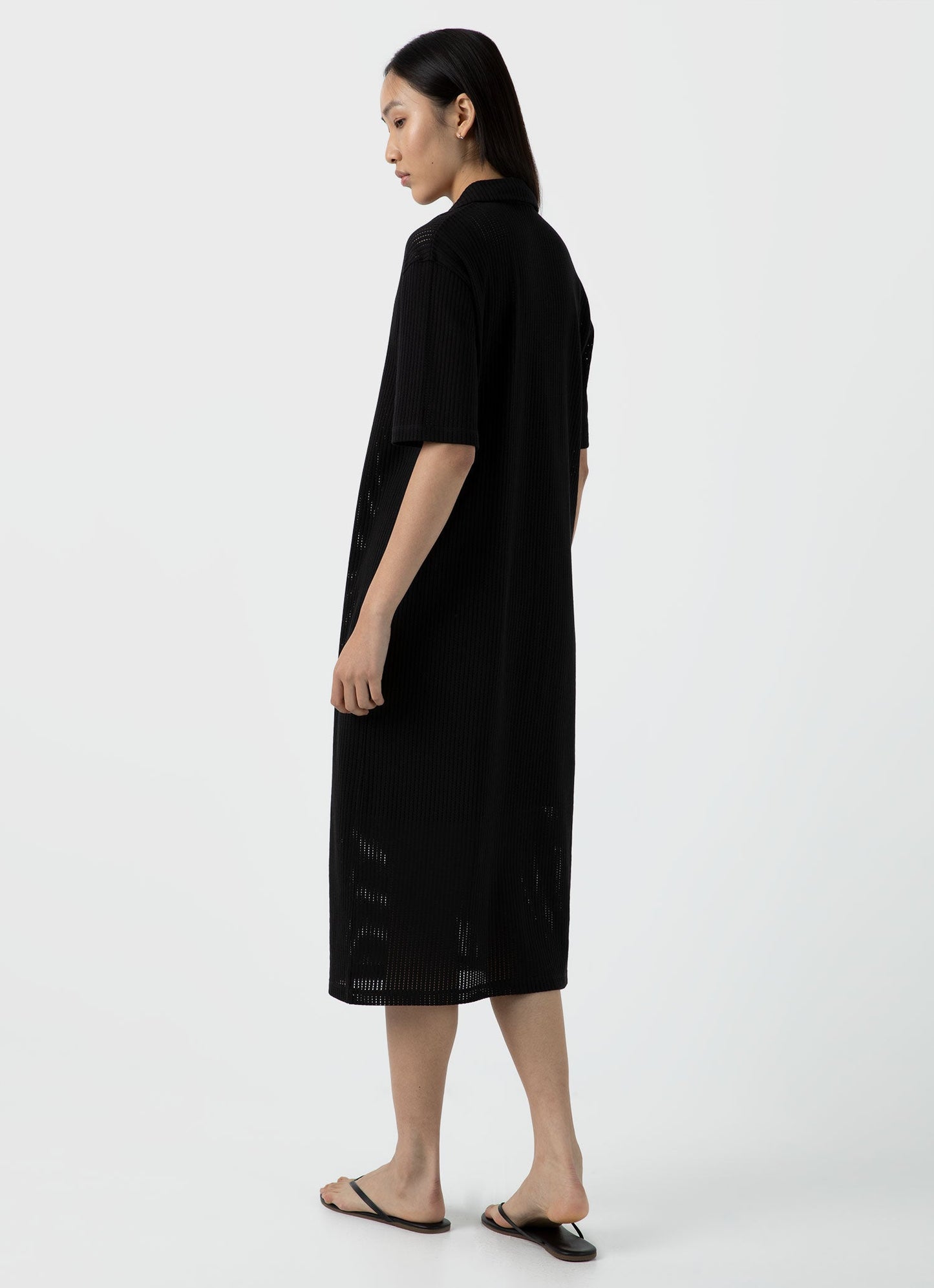 Womens Lace Mesh Polo Dress In Black Wdre6084 Bkaa