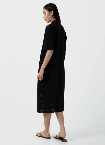 Womens Lace Mesh Polo Dress In Black Wdre6084 Bkaa