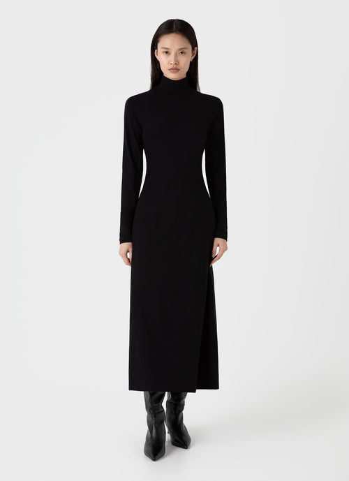 Womens High Neck Dress In Black Wdre6087 Bkaa