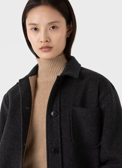 Womens Double Faced Twin Pocket Jacket In Charcoal Melange Wjac7047 Gyad