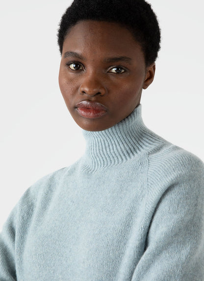 Womens Lambswool Funnel Neck Jumper In Blue Sage Wjum8052 Busy