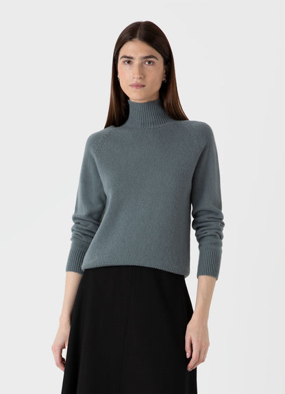 Womens Lambswool Funnel Neck Jumper In Smoke Green Wjum8052 Gnhp