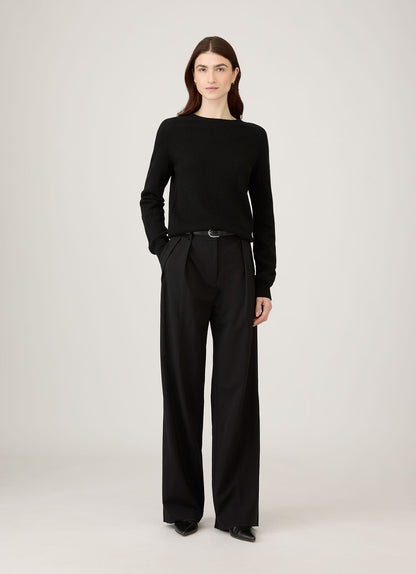 Womens Lambswool Crew Neck Black