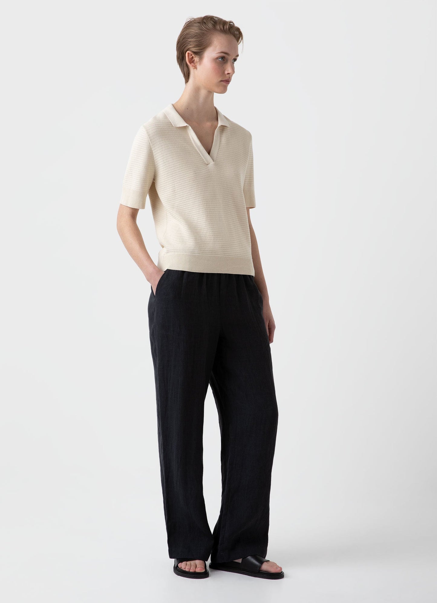 Womens Archive Knit Polo In Ecru Wpol8166 Whcr