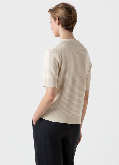 Womens Archive Knit Polo In Ecru Wpol8166 Whcr