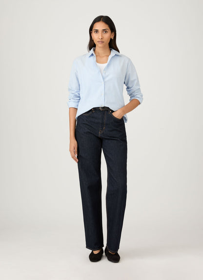 Womens Stripe Cotton Shirt Light Blue White Wsht2015