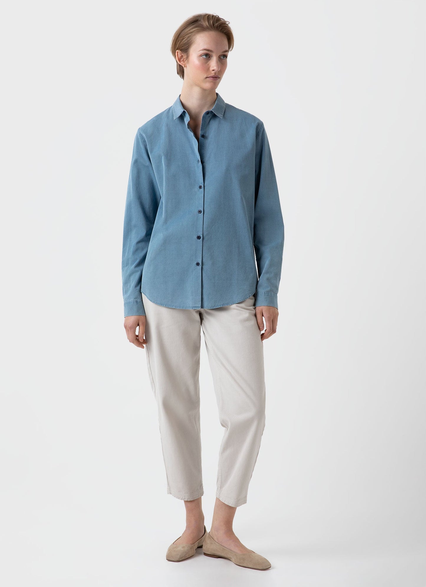 Womens Denim Rinse Shirt In Light Indigo Wsht2033 Bubw