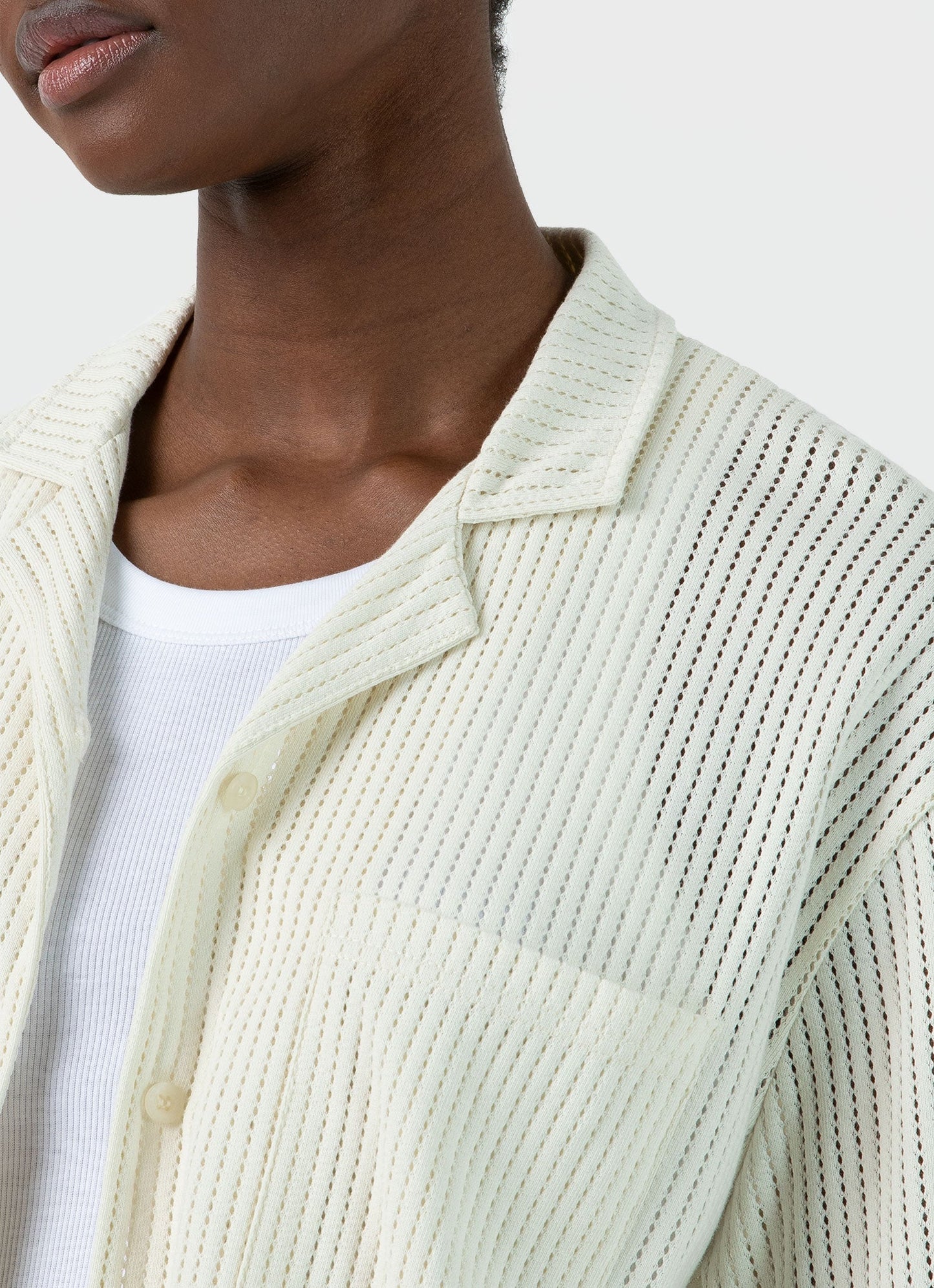 Womens Lace Mesh Shirt In Ecru Wsht2041 Whcr