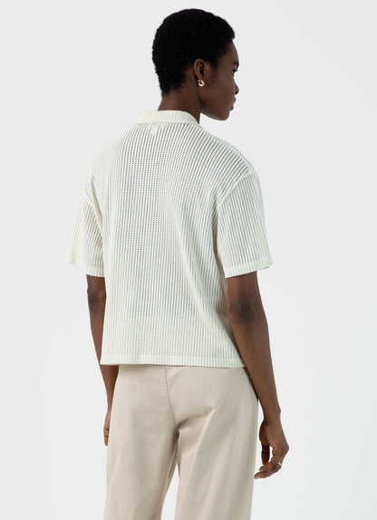 Womens Lace Mesh Shirt In Ecru Wsht2041 Whcr