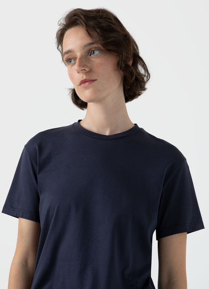 Womens Midweight Cotton Boy Fit Tshirt In Navy 1