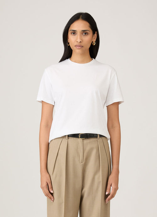 Womens Midweight Cotton Boy Fit Tshirt In White