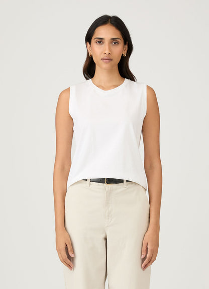 Womens Midweight Cotton Tank T Shirt In White