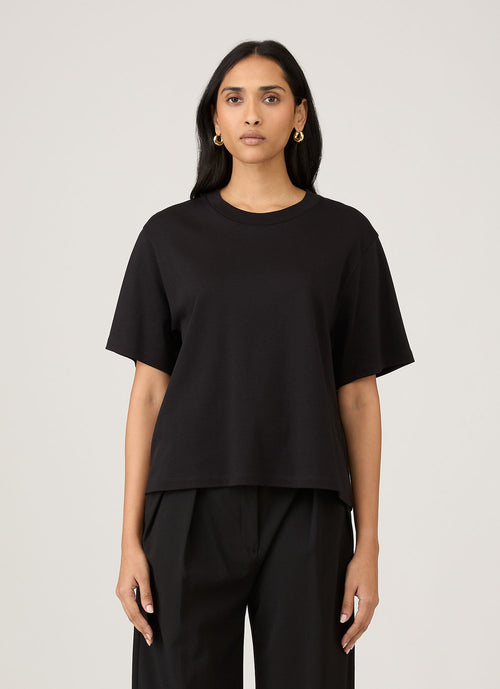 Womens Boxy Heavyweight Tshirt In Black Wtsh0164 Bkaa